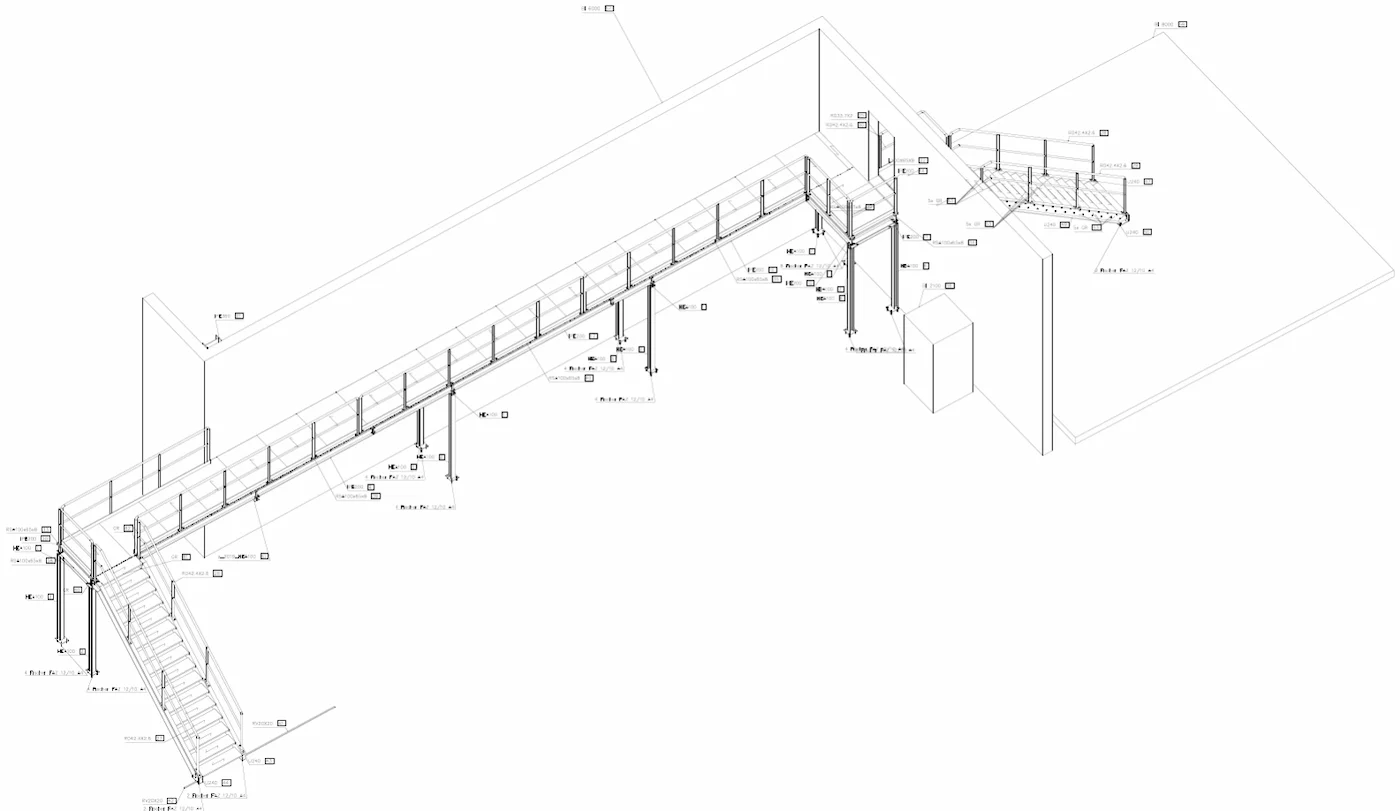 Positionsplan Stahlsteg Industriegebäude - LPH 3-4